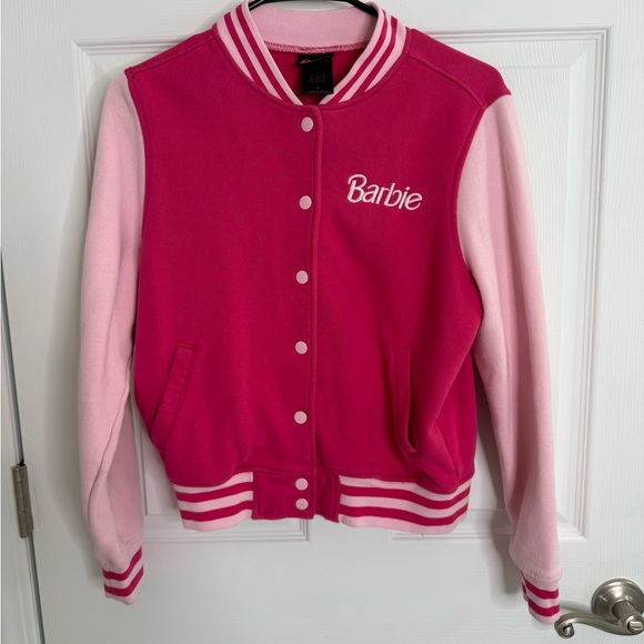 Barbie Jackets & Blazers - Barbie Women's Jacket Size L varsity jacket pink cotton vintage style